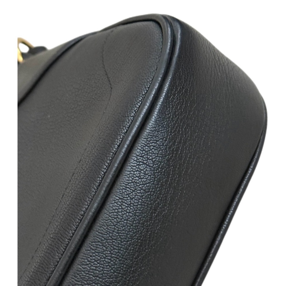 Gucci Black Leather Shoulder Bag with Gold Chain - Picture 10 of 16